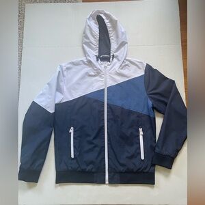Men's Colorblock Hooded Bomber Jacket - Navy, Blue & White